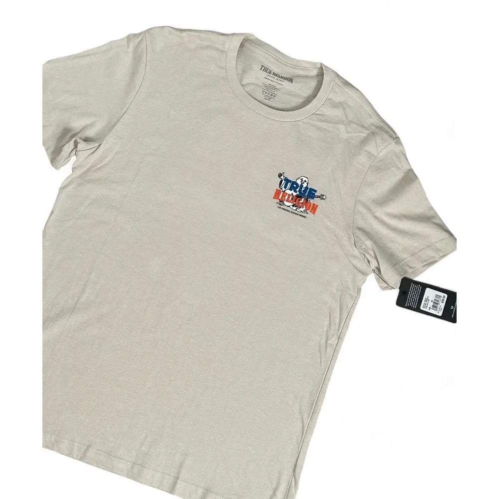 NWT True Religion Buddha Guitar Tee Beige‎ Cotton Shirt Size M